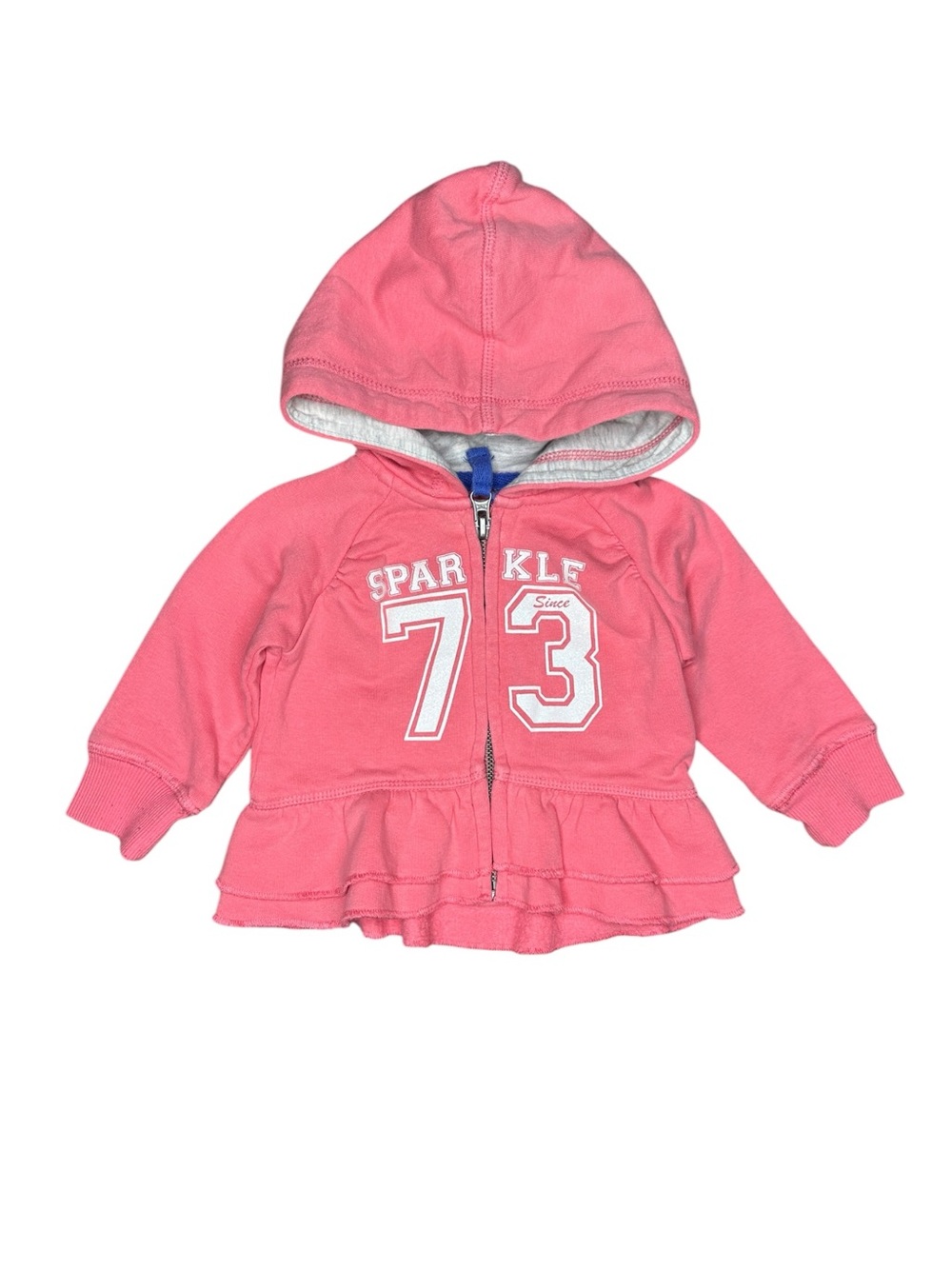 Cherokee Pink "Sparkle 73" Hooded Peplum Zip-Up